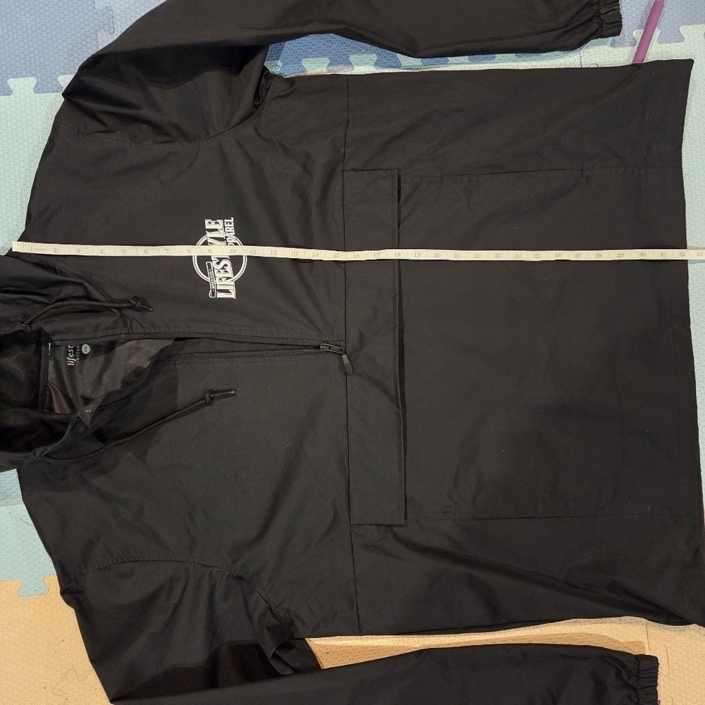 Lifestyle Men's Black Mesh Hooded Windbreaker Rain Jacket Size 2XL - Picture 5 of 8